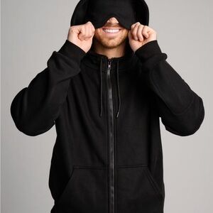 Comfrt black obsidian airplane mode travel zip up hoodie